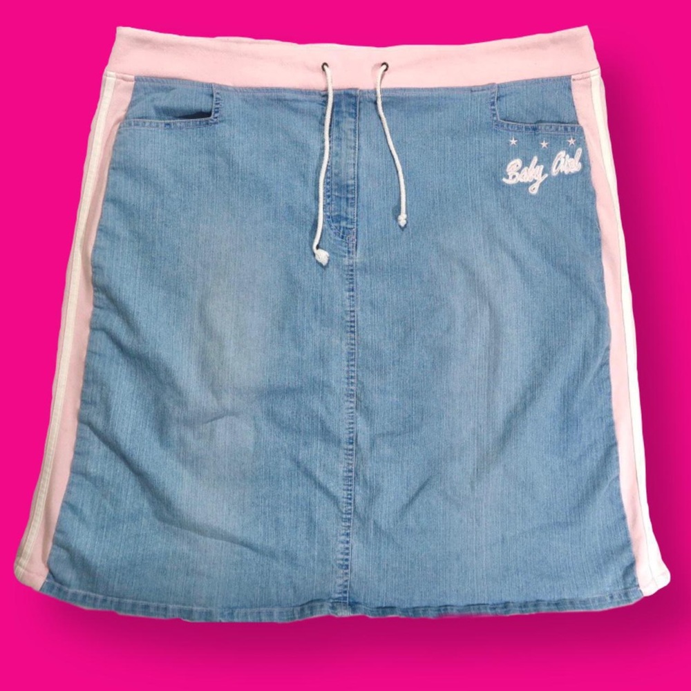 Baby Girl Sporty Y2K Plus Size Pink/Denim Skirt sz 24w